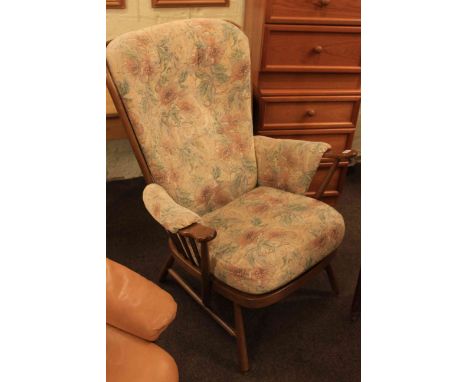 Ercol Windsor easy chair in floral buttoned fabric