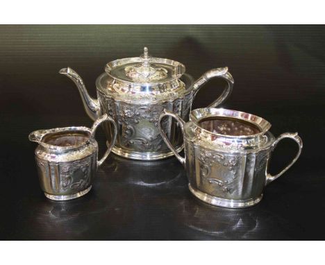 Good quality silver plated three piece tea service
