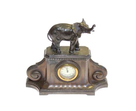 Spelter mantel clock with elephant