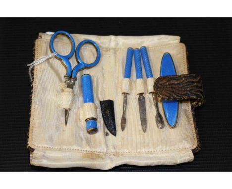 Vintage enamel manicure set