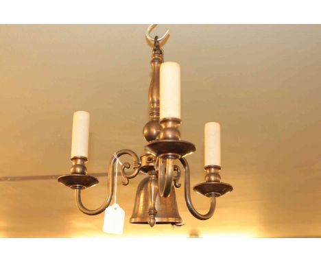 Three branch gilt metal light fitting