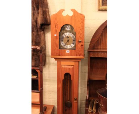 Modern pine double weight longcase clock