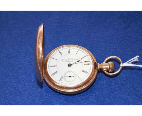 Large gold-plated top-wind hunting pocket watch