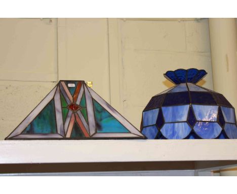 Two Tiffany style leaded glass light shades