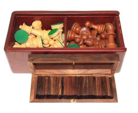 Chess pieces and dominoes