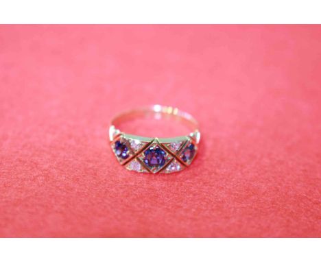 18 carat gold, sapphire and diamond ring, size K½