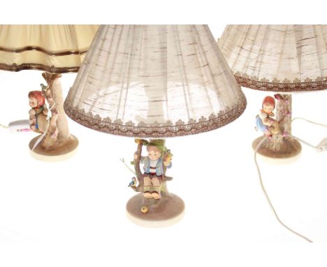 Three Hummel 'Children in trees' table lamps