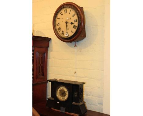 Fusee wall clock and Victorian slate mantel clock (2)