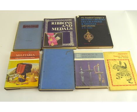 Military reference books including Militaria by Wilkinson, Swords & Daggers by Wilkinson, Japanese Sword Blades by Dobree and