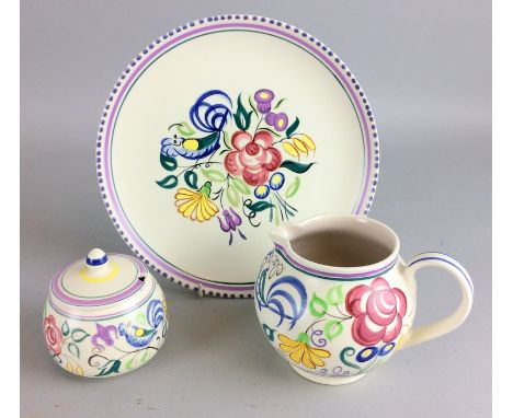 Vintage Poole Pottery plate jug and jam pot