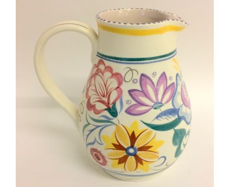 Poole Pottery large jug marks to base 20cm tall 14cm at waist