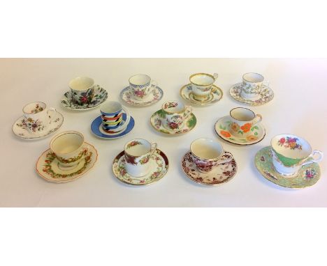 Collection of cabinet coffee cans and saucers to include Royal Worcester ,Myott, Shelly, Paragan,Spoode etc