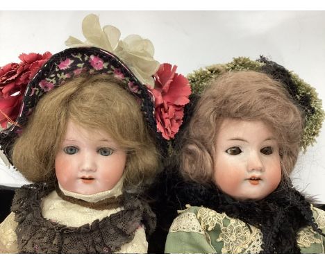 Antique bisque head dolls to include A Marseille 390 dolls of 14&rsquo; and 16&rsquo; bisque head dolls on original bodies an