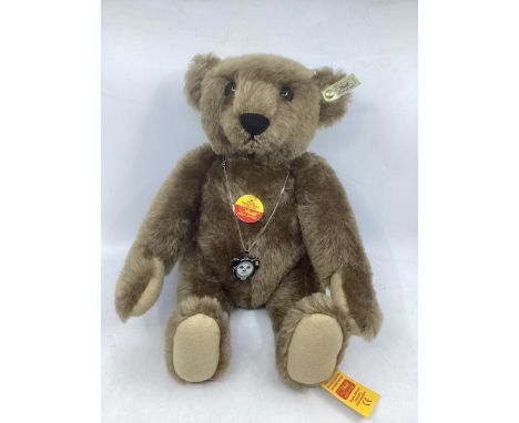     Steiff German Large 42cm Special Issue brown Teddy  Bear rare watch bear with the special pendant watch around his neck a