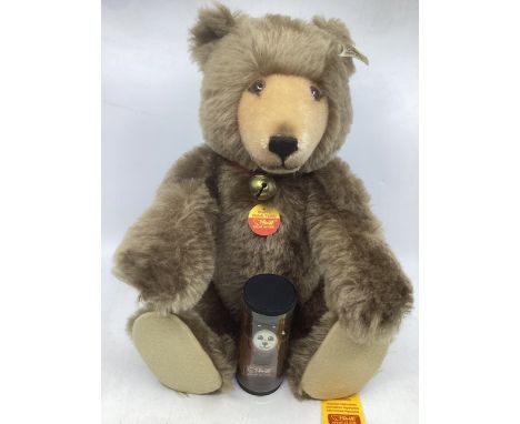  Steiff German Fine teddy bear rare  watch teddy bear with his marbled steiff wristwatch  43cm brown mohair issue  01926  is