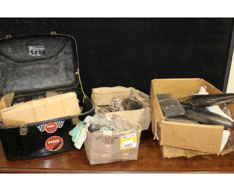 Collection of motorcycle parts and accessories believed to possibly be from a Douglas Dragonfly but viewing highly recommende