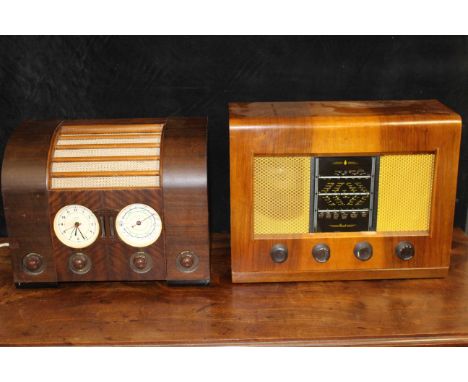2 x Vintage Wooden cased vintage radios 1 x standard Bush model &amp; i x Model with built in clock.