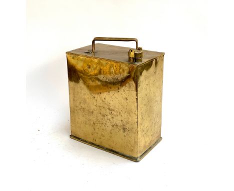 A vintage brass petrol can, cap marked 'Shell', 33cmH 