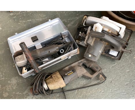 A Black &amp; Decker professional sander/grinder in metal case; a Black &amp; Decker drill together with a Black &amp; Decker