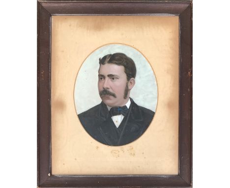 Early 20th century, portrait of a gentleman, watercolour and body colour, 29x24cm, in oval mount 