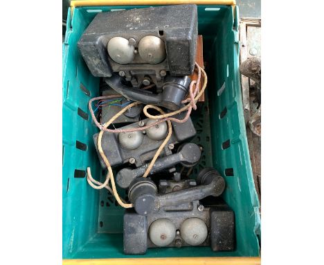 A mixed box of vintage telephones 