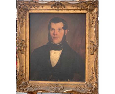 18th century English school, portrait of a gentleman, oil on canvas, some damage, 60x50cm 