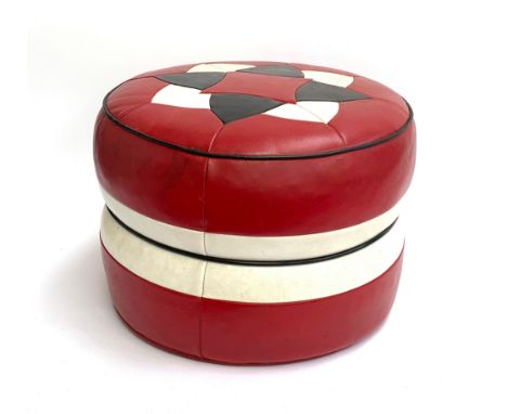 A circular leather pouffe, 45x33cmH 
