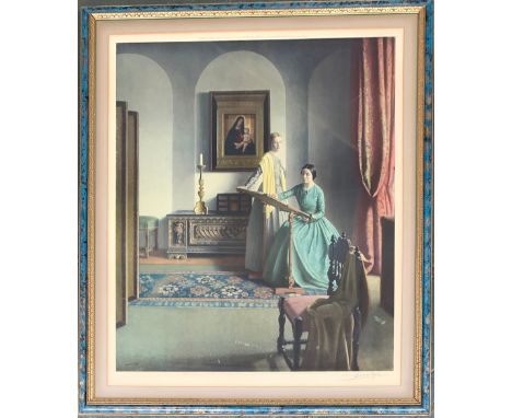 A large framed print, 53x45cm; together with one other of a Jewish boy studying, 