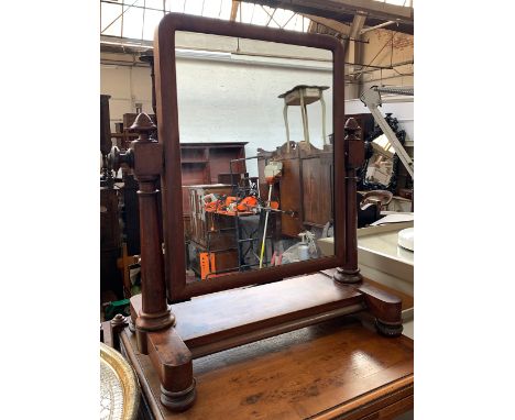 A Victorian mahogany adjustable dressing mirror, 60cmH; together with a small magazine rack and shelf (3) 