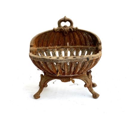 A cast iron basket form fire grate, 40cmW 