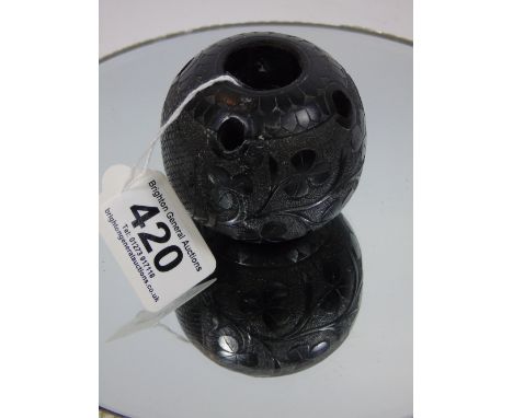 IRISH BOG OAK INKWELL & DIP PEN HOLDER