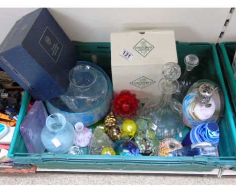 BOX OF ITEMS INCLUDING EDINBURGH CRYSTAL, DECANTER & VASES