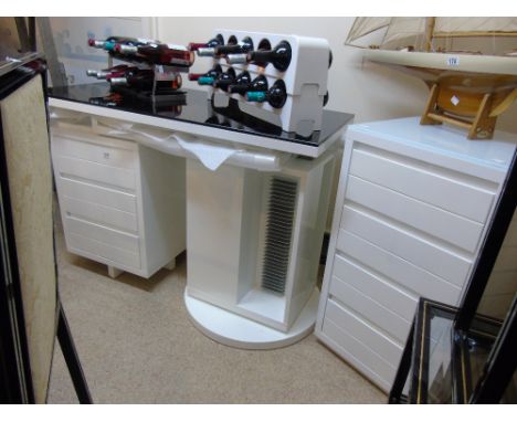 WHITE DESK, MATCHING 3 DRAWER CHEST & CD STAND