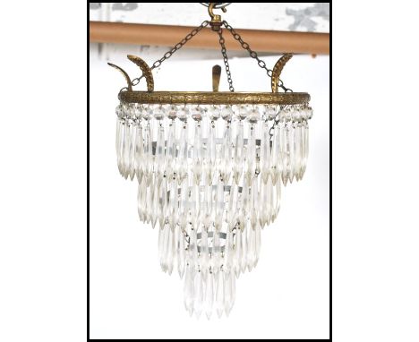 A stunning vintage 20th century four tier glass droplet ceiling light shade / chandelier Measures 44cm high x 26cm wide