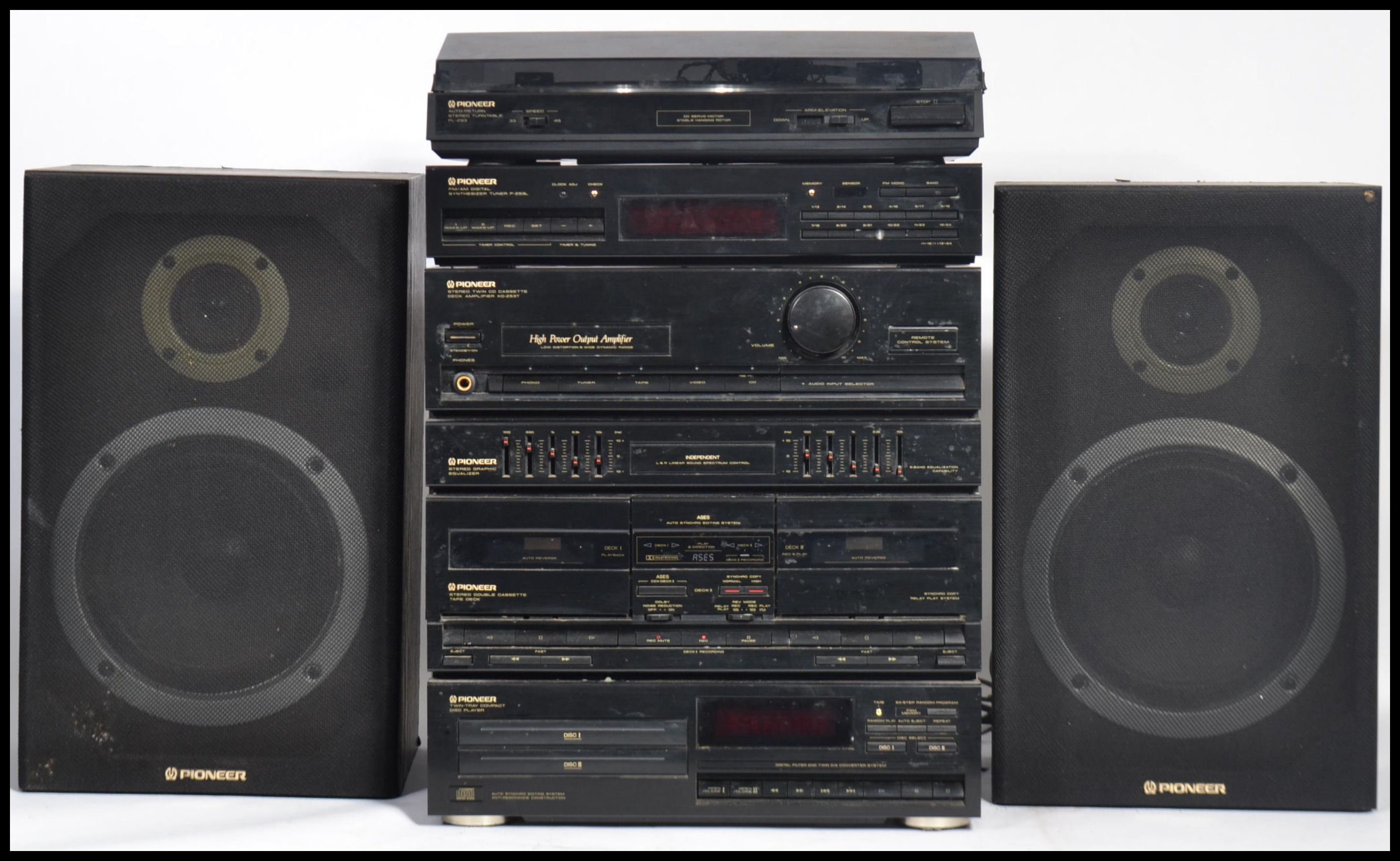 A vintage retro Pioneer music stacking system to include speakers