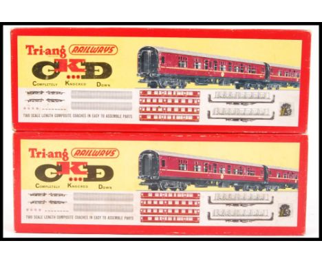 Two boxes of vintage Triang Railways CKD 00 gauge boxed&nbsp; R382 Maroon Livery Coaches. Appear complete, within their origi