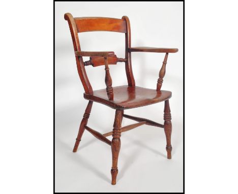 A 19th Victorian oxford bar back Windsor dining chair raised on turned legs with panel seat having bar back rest&nbsp;and sha