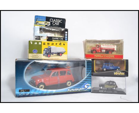 A group of boxed diecast models of various scales to include a Solido large scale Renault 4 a Vanguards Pickfords truck , oth