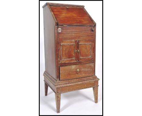 A late 19th century / early 20th century fall front mahogany drop well&nbsp; bureau of small proportions, fully appointed int