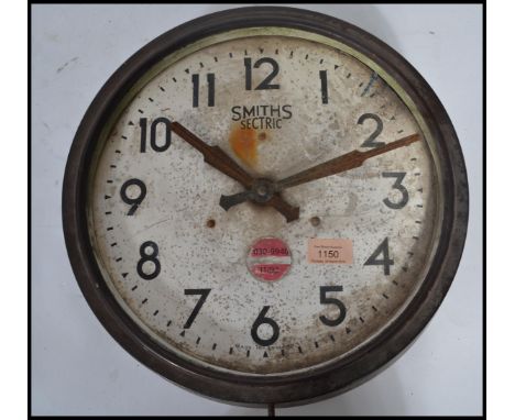 A vintage retro 20th century Smiths Sectric circular wall clock having faceted hands. Notation to dial.