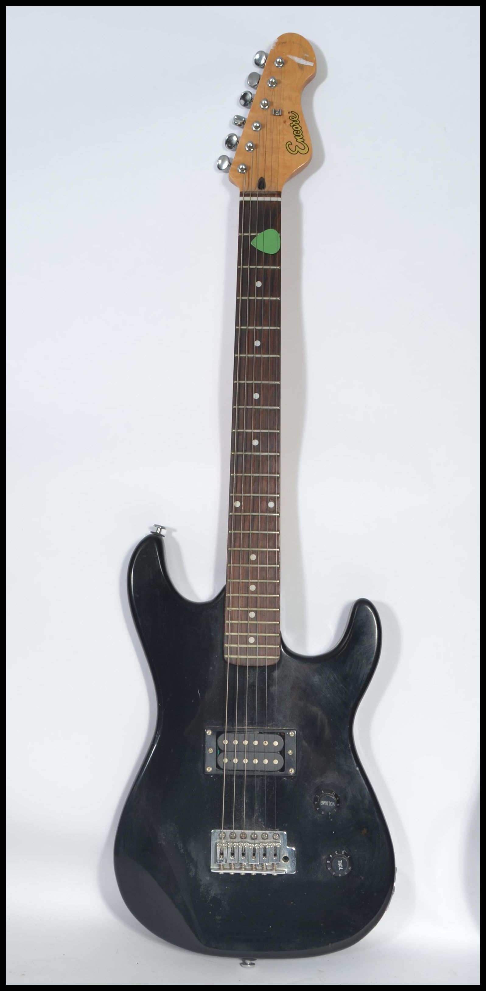 A vintage 20th century Encore electric guitar and an Encore acoustic