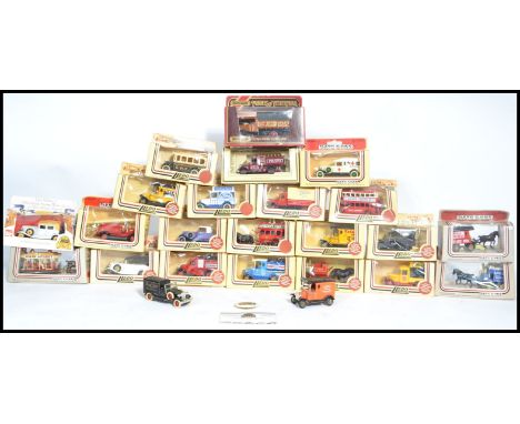 A group of vintage LLedo Days Gone and Promotional boxed diecast models to include fire engine , horse and cart , bus , ambul