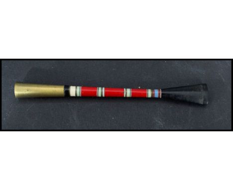 A vintage early 20th century Art Deco cheroot / cigarette holder. The stem constructed of banded agate and coral.