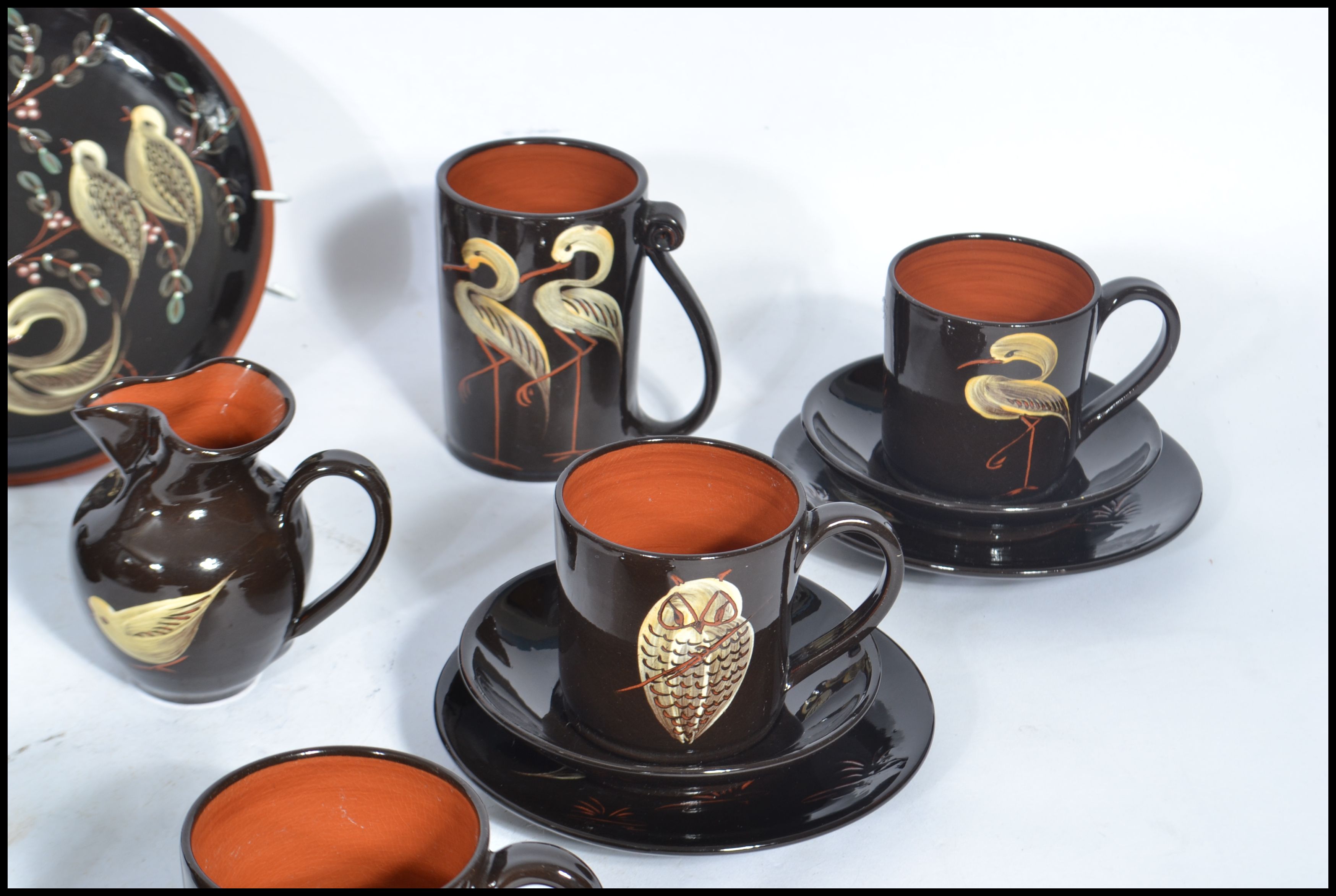 A Yeo pottery of Clevedon Bristol studio pottery coffee service, each