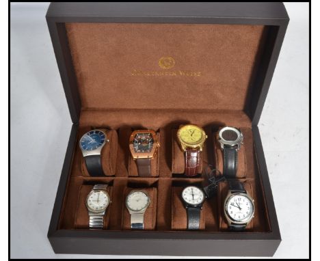 A collection of watches in a presentation watch case to include Constantine Weisz, Admiral Nelson, Acctim Digital, Lifemax, L