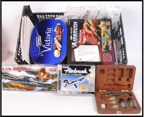 A collection of assorted aeroplane model kit spares &amp; accessories to include; Airfix &amp; Revell wings, engines, bombs, 