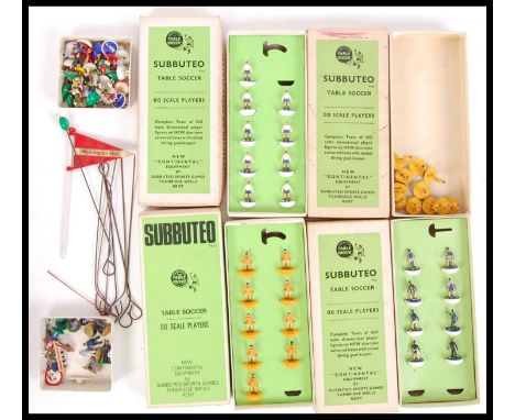 A collection of vintage Subbuteo football teams &amp; accessories comprising of sets, 49, 11 &amp; other. Contents unchecked,