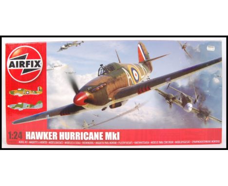 An Airfix 1:24 scale Hawker Hurricane MkI plastic model kit. Appears mint, within inner content sealed, with instruction manu