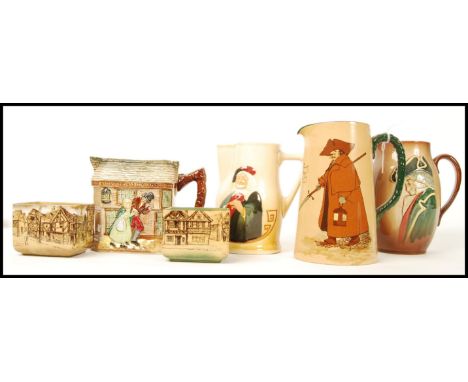 A group of 6x Royal Doulton Series Ware items to include; Old Curiosity Shop water jug, 2x Kings Ware pots, Watchman What of 
