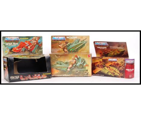 A collection of 3x original vintage 1980's MOTU Masters Of The Universe action figure playset EMPTY boxes. All generally in g